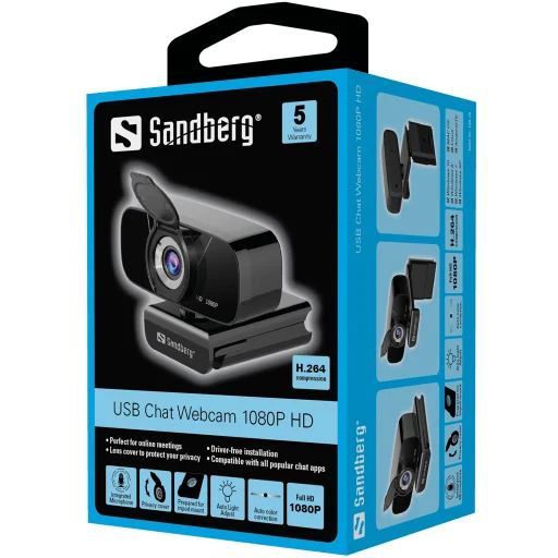 Sandberg 134-15 USB Chat Webcam 1080P HD webkamera - 4