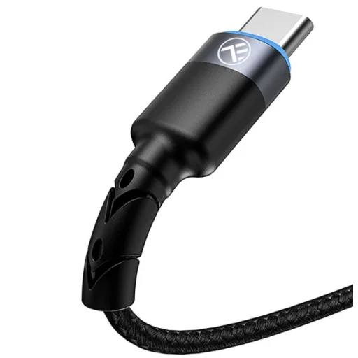 Tellur USB – Type-C LED nylonový pletený dátový a nabíjací kábel 1,2 m čierny - 3