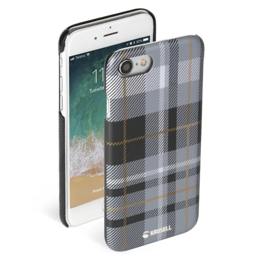 Krusell Limited Cover Apple iPhone 8/7 tmavosivé kockované puzdro - 1