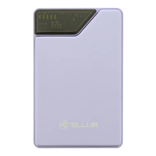 Tellur Power Bank 10000mAh so zabudovanými káblami USB-C a Lightning, fialová - 2