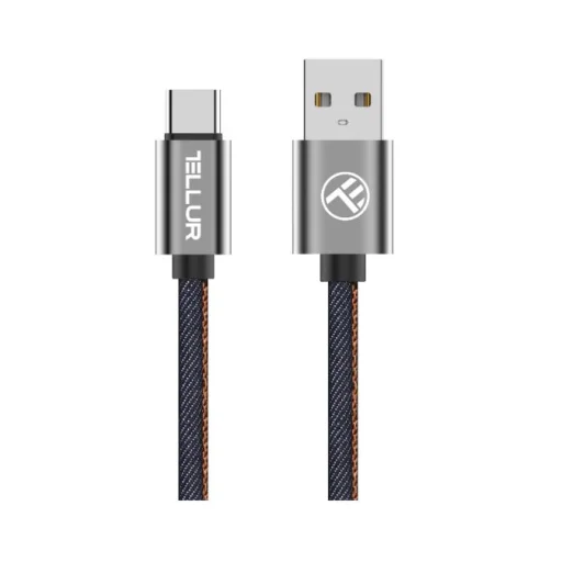 Tellur USB – Type-C dátový kábel, 1 m, džínsový - 2