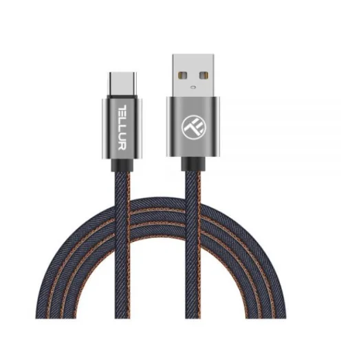 Tellur USB – Type-C dátový kábel, 1 m, džínsový - 1