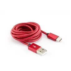 Sbox USB–Type-C M/M 1,5 m CTYPE-1.5R jahodovo červený kábel