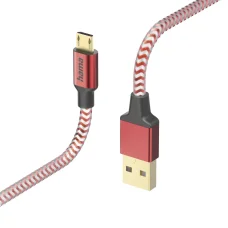 Hama 00201556 Reflexný nabíjací kábel, USB-A – Micro-USB 1,5 m, nylon, červený