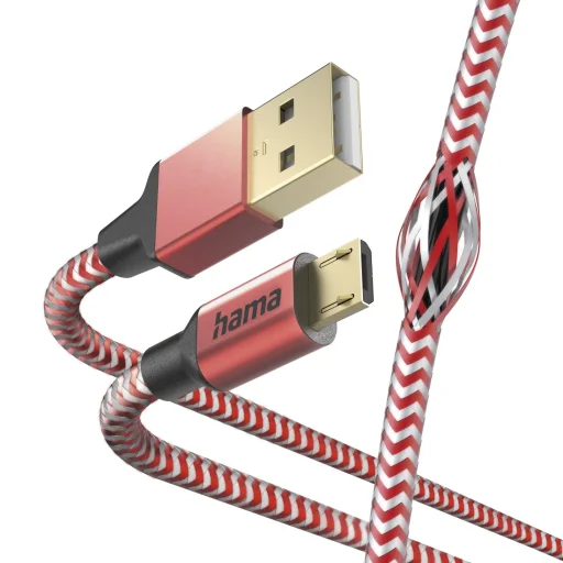 Hama 00201556 Reflexný nabíjací kábel, USB-A – Micro-USB 1,5 m, nylon, červený - 4
