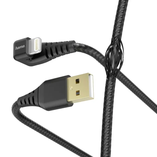 Hama 00187221 Gamer nabíjací/dátový kábel, USB-A – Lightning 1,5 m, čierny - 1