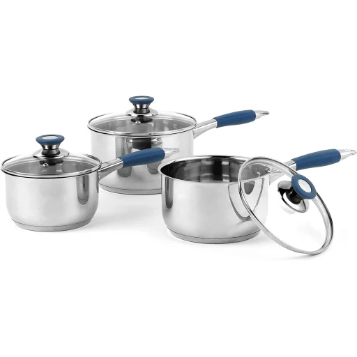 Russell Hobbs RH01178EU Opulence 3-dielna sada hrncov s modrými rukoväťami - 1