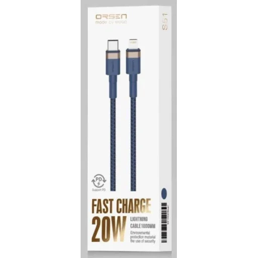 Orsen S51 Type-C – Lightning 3A 1 m modrý kábel - 6