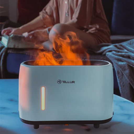 Tellur Flame aróma difuzér 240ml, 12 hodín, diaľkové ovládanie, biely - 7