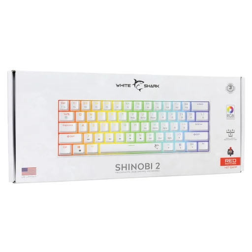 White Shark GK-004211 Shinobi 2 Red Switch biela US herná klávesnica - 10