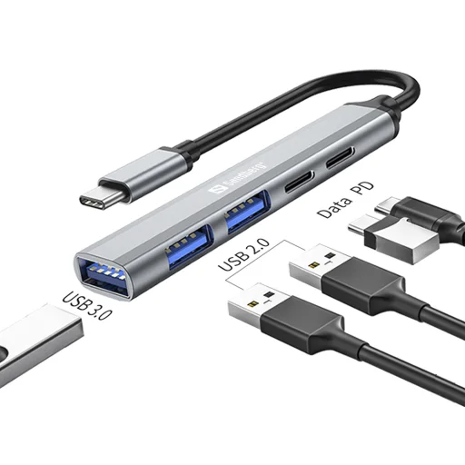Sandberg 336-50 USB-C - 3x USB-A + 2x USB-C rozbočovací adaptér - 3