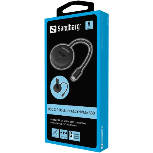 Sandberg 136-47 USB 3.2 dokovacia stanica pre M.2+NVMe SSD - 5