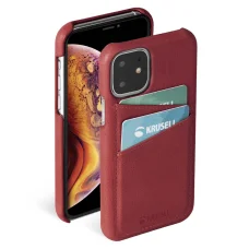 Krusell Sunne CardCover Apple iPhone 11 kožené puzdro s priehradkou na karty vintage červené