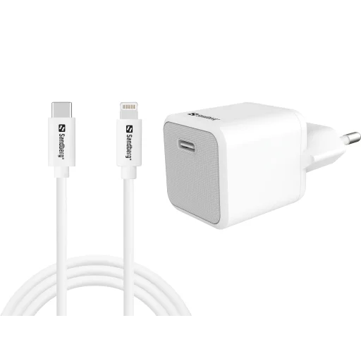 Sandberg 441-57 USB-C 20W sieťová nabíjačka + USB-C – Lightning kábel, 1 m - 1