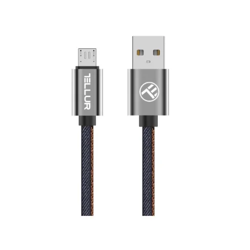 Tellur USB – Micro USB dátový kábel, 1 m, rifľový vzhľad - 2