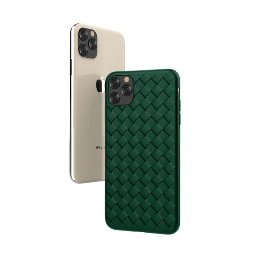 Devia Woven Pattern Design Soft puzdro pre iPhone 11 Pro Max, zelené - 2