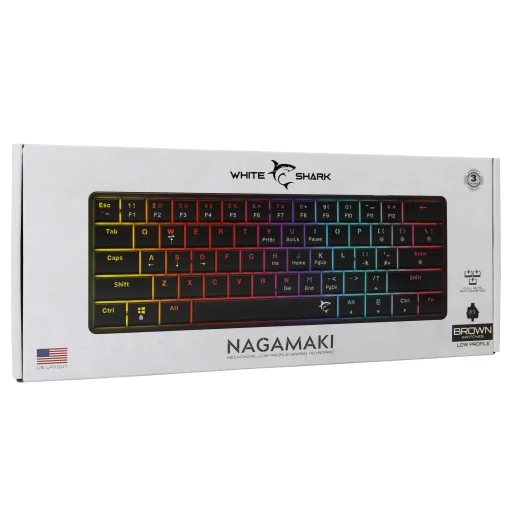 White Shark GK-006131 Nagamaki Black mechanická herná klávesnica / US-Brown.SW - 9