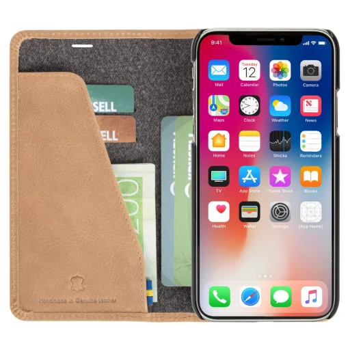Krusell Sunne flipové puzdro na 4 karty pre Apple iPhone XS Max, vintage nude - 5