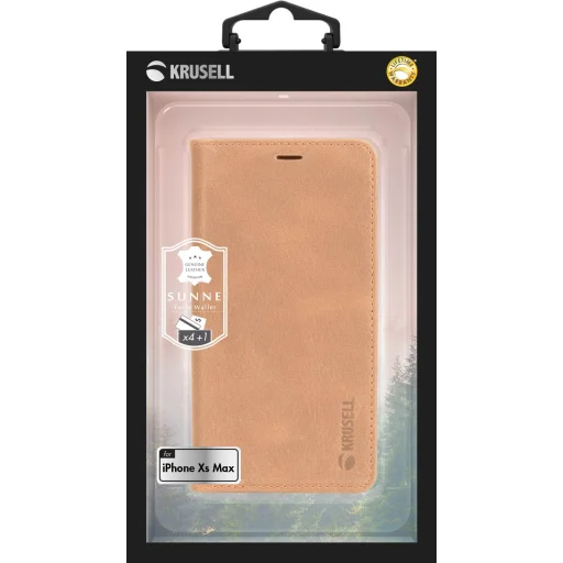 Krusell Sunne flipové puzdro na 4 karty pre Apple iPhone XS Max, vintage nude - 7