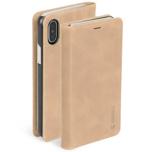 Krusell Sunne flipové puzdro na 4 karty pre Apple iPhone XS Max, vintage nude - 1