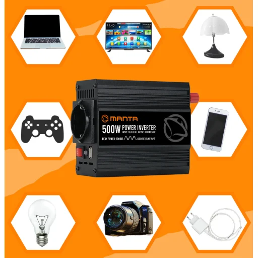 Manta MPI500M Power Inverter 500W/1000W DC–AC menič napätia - 8