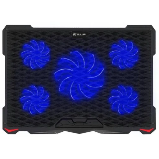Tellur Cooling Pad Basic 17 chladiaca podložka pod notebook, 5 ventilátorov, LED, čierna - 4