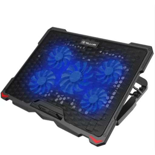 Tellur Cooling Pad Basic 17 chladiaca podložka pod notebook, 5 ventilátorov, LED, čierna - 1
