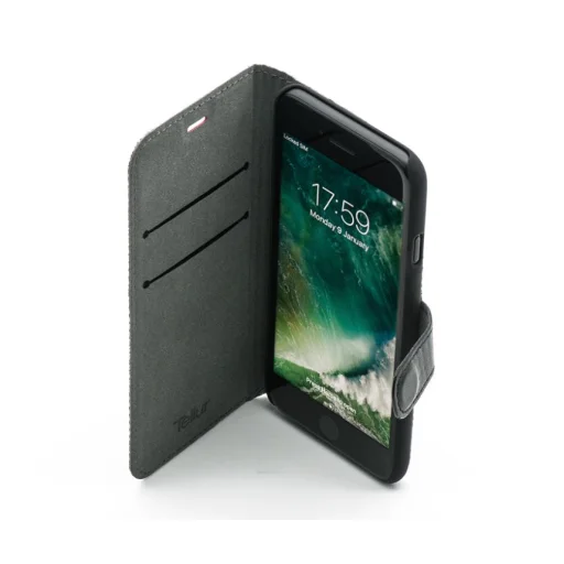 Tellur bimateriálové flipové puzdro pre iPhone 7, čierno-červené puzdro - 5