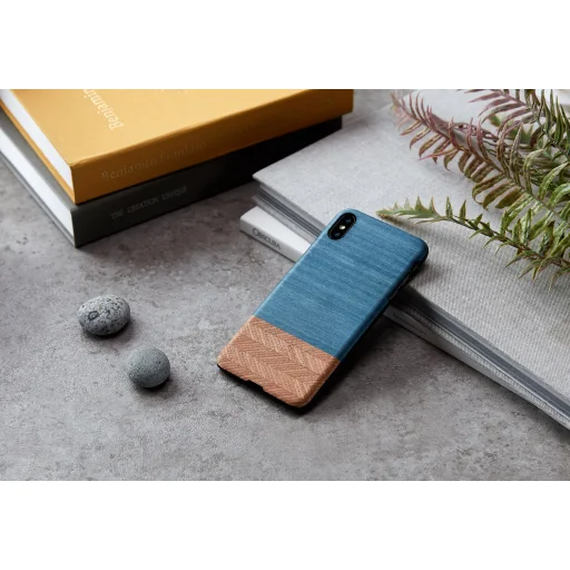 MAN&WOOD iPhone XS Max puzdro s čiernym rifľovým vzorom - 4
