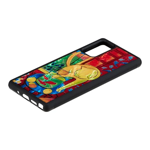 iKins puzdro pre Samsung Galaxy Note 20 so vzorom mačky hrajúcej sa s červenou rybou - 2