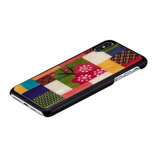 iKins SmartPhone puzdro pre iPhone XS Max, so vzorom čerešňových kvetov, čierne puzdro - 2