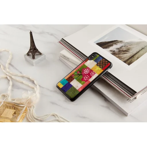 iKins SmartPhone puzdro pre iPhone XS Max, so vzorom čerešňových kvetov, čierne puzdro - 3