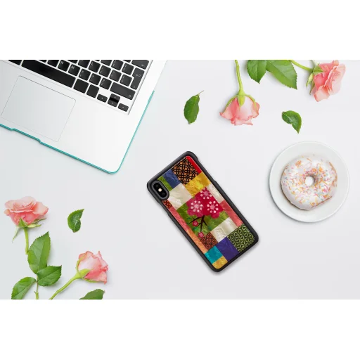 iKins SmartPhone puzdro pre iPhone XS Max, so vzorom čerešňových kvetov, čierne puzdro - 4