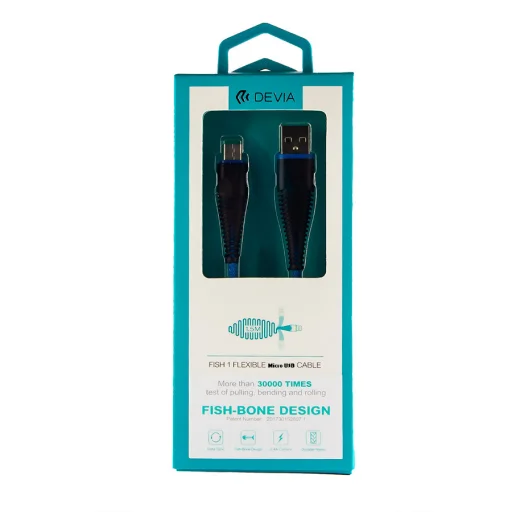 Devia Fish 1 Series Micro USB kábel (5V 2.4A, 1,5 m) modrý - 2