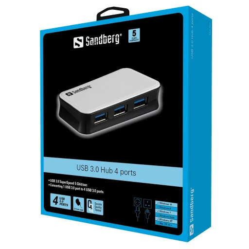 Sandberg 133-72 USB 3.0 4-portový USB hub - 2