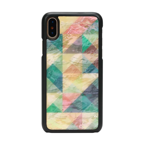 iKins mozaikové čierne flipové puzdro na iPhone XS/S - 1