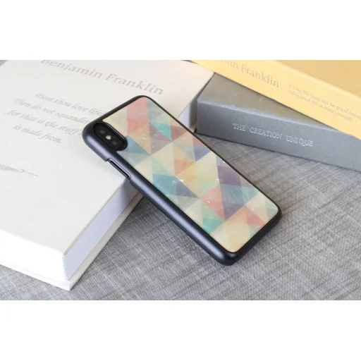 iKins mozaikové čierne flipové puzdro na iPhone XS/S - 3