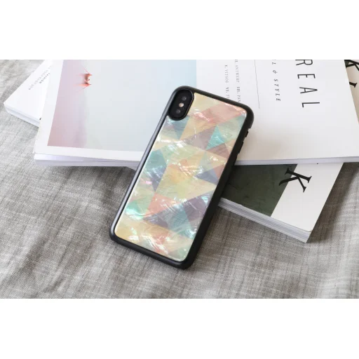 iKins mozaikové čierne flipové puzdro na iPhone XS/S - 4