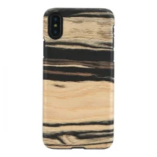 MAN&WOOD flipové puzdro pre iPhone X/XS, biele ebenové drevo, čierne puzdro