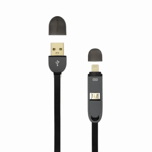 Sbox USB – Micro USB + Lightning 1 m čierny 2 v 1 kábel - 2
