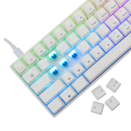White Shark GK-004221 Shinobi 2 mechanická herná klávesnica, s modrými spínačmi, biela US - 3
