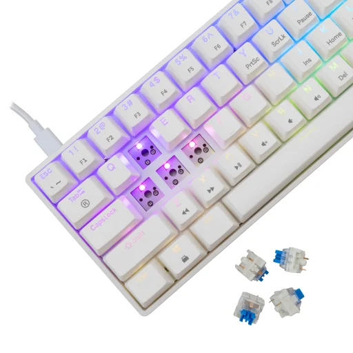 White Shark GK-004221 Shinobi 2 mechanická herná klávesnica, s modrými spínačmi, biela US - 4