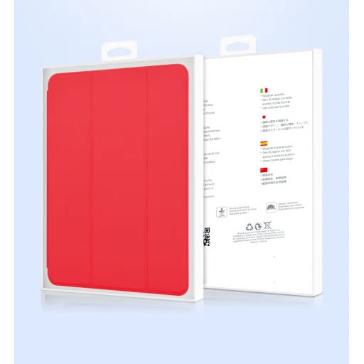 Devia kožené flipové puzdro s držiakom na ceruzku pre iPad (2018), iPad Air (2019) a iPad Pro 10.5, červené puzdro - 4