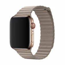 Devia Elegant Leather Loop (44mm) remienok pre Apple Watch - kameňovo sivá