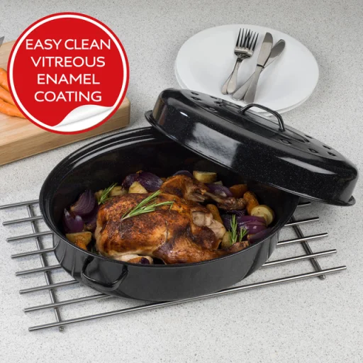 Russell Hobbs BW072151 38 cm čierny smaltovaný pekáč s pokrievkou - 2