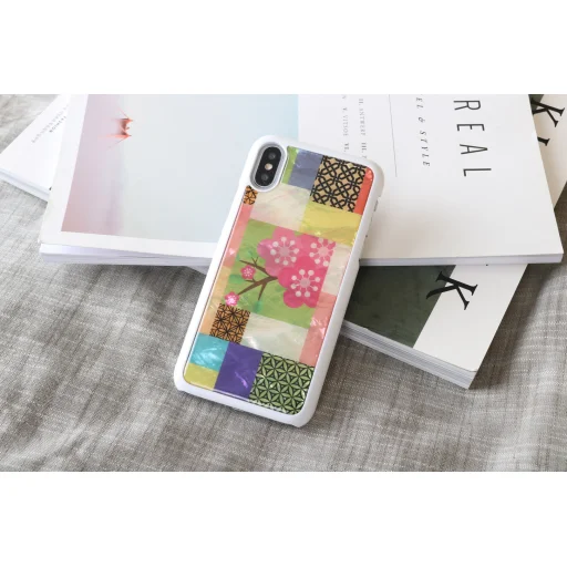 iKins puzdro na smartfón pre iPhone XS/S, so vzorom čerešňových kvetov, biele puzdro - 3