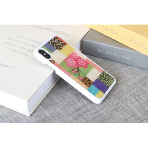 iKins puzdro na smartfón pre iPhone XS/S, so vzorom čerešňových kvetov, biele puzdro - 4