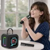 Blavec prenosný Bluetooth reproduktor WS-09 Karaoke zábava - 10W s dvoma mikrofónmi a displejom (WS09-2MB) čierny thumbnail
