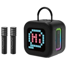 Blavec prenosný Bluetooth reproduktor WS-09 Karaoke zábava - 10W s dvoma mikrofónmi a displejom (WS09-2MB) čierny