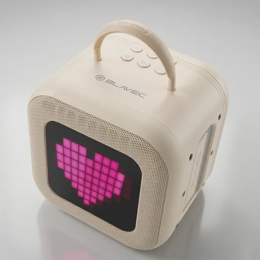 Blavec Prenosný Bluetooth reproduktor WS-09 Karaoke Fun - 10W s dvomi mikrofónmi a displejom (WS09-2MBE) béžový - 4